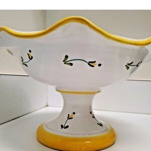 Vtg Shafford Pedestal Handpainted  Flowered Bowl St. Tropez/ Strata Group Italy